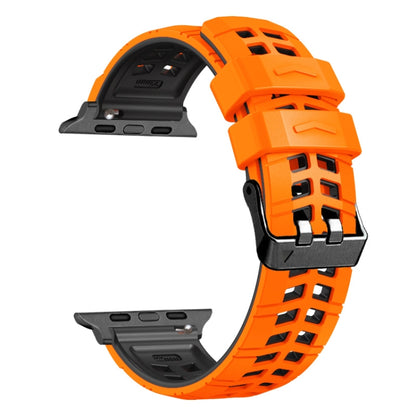 For Apple Watch Ultra 49mm Twill Dual-row Buckle Silicone Watch Band(Orange Black) - Watch Bands by buy2fix | Online Shopping UK | buy2fix