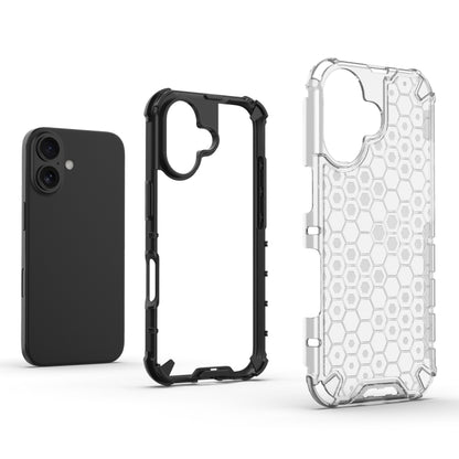 For iPhone 16 Honeycomb Shockproof Phone Case(Black) - iPhone 16 Cases by buy2fix | Online Shopping UK | buy2fix