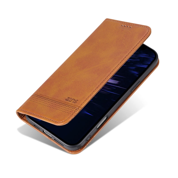 For iPhone 16 Plus AZNS Magnetic Calf Texture Flip Leather Phone Case(Light Brown) - iPhone 16 Plus Cases by AZNS | Online Shopping UK | buy2fix