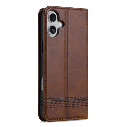 For iPhone 16 Plus AZNS Magnetic Calf Texture Flip Leather Phone Case(Dark Brown) - iPhone 16 Plus Cases by AZNS | Online Shopping UK | buy2fix