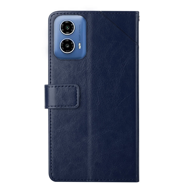 For Motorola Moto G Stylus 5G 2024 HT01 Y-shaped Pattern Flip Leather Phone Case(Blue) - Motorola Cases by buy2fix | Online Shopping UK | buy2fix