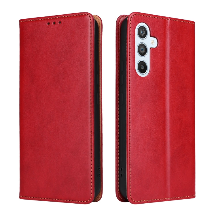 For Samsung Galaxy S23 FE 5G Fierre Shann PU Genuine Leather Texture Leather Phone Case(Red) - Galaxy S23 FE 5G Cases by FIERRE SHANN | Online Shopping UK | buy2fix