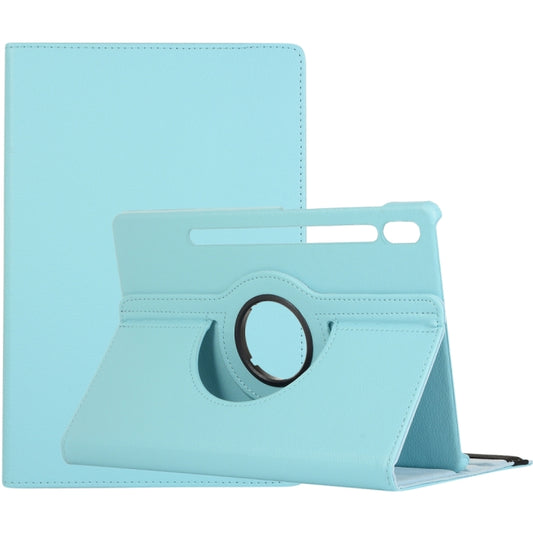 For Samsung Galaxy Tab S9 360 Degrees Rotation Holder Litchi Texture Leather Tablet Case(Sky Blue) - Galaxy Tab S9 Cases by buy2fix | Online Shopping UK | buy2fix