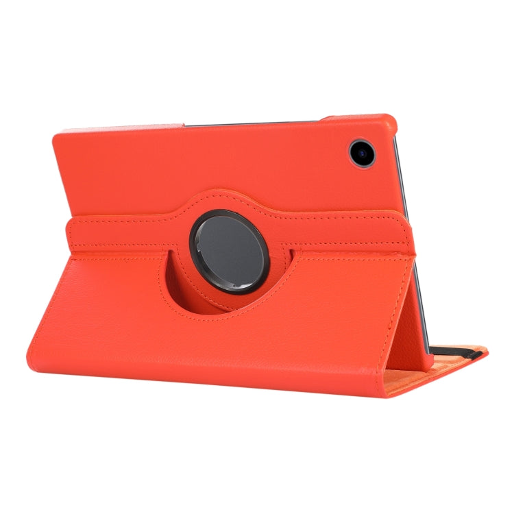 For Samsung Galaxy Tab A9+ 360 Degrees Rotation Holder Litchi Texture Leather Tablet Case(Orange) - Galaxy Tab A9+ by buy2fix | Online Shopping UK | buy2fix