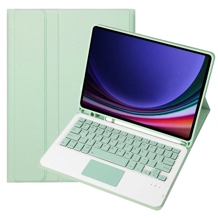 For Samsung Galaxy Tab S9 FE A710B-A Candy Color TPU Touch Bluetooth Keyboard Leather Tablet Case with Pen Holder(Light Green) - Samsung Keyboard by buy2fix | Online Shopping UK | buy2fix