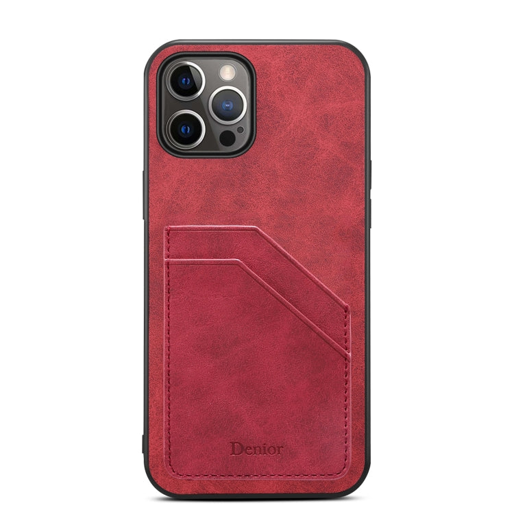 For iPhone 15 Pro Max Denior PU Dual Card Slot Back Cover Phone Case(Red) - iPhone 15 Pro Max Cases by Denior | Online Shopping UK | buy2fix