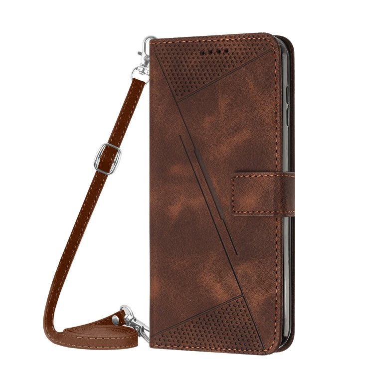 For Motorola Moto G Play 2024 Dream Triangle Leather Phone Case with Lanyard(Brown) - Motorola Cases by buy2fix | Online Shopping UK | buy2fix