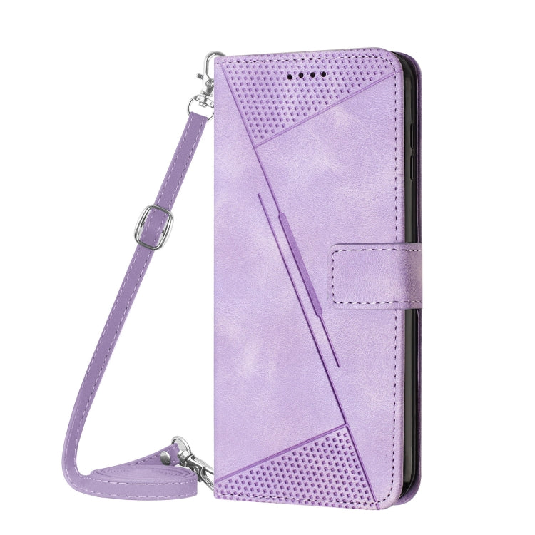 For Motorola Edge 2024 Dream Triangle Leather Phone Case with Lanyard(Purple) - Motorola Cases by buy2fix | Online Shopping UK | buy2fix