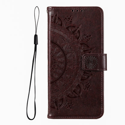 For iPhone 16 Pro Totem Flower Embossed Leather Phone Case(Brown) - iPhone 16 Pro Cases by buy2fix | Online Shopping UK | buy2fix