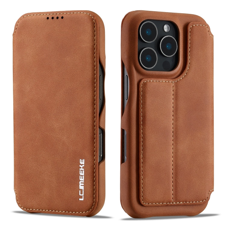 For iPhone 16 Pro LC.IMEEKE Hon Ancient Series Flip Leather Phone Case(Brown) - iPhone 16 Pro Cases by LC.IMEEKE | Online Shopping UK | buy2fix