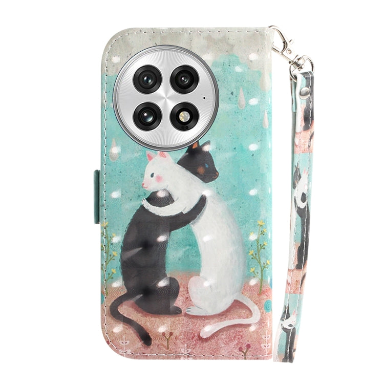 For OnePlus 13 3D Colored Horizontal Flip Leather Phone Case(Black White Cat) - OnePlus Cases by buy2fix | Online Shopping UK | buy2fix