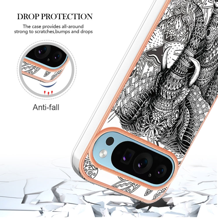 For Google Pixel 9 Pro XL Electroplating Dual-side IMD Phone Case(Totem Elephant) - Google Cases by buy2fix | Online Shopping UK | buy2fix