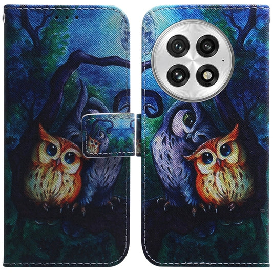 For OnePlus 13 Coloured Drawing Flip Leather Phone Case(Oil Painting Owl) - OnePlus Cases by buy2fix | Online Shopping UK | buy2fix