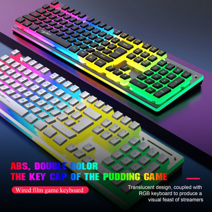 HXSJ L96 2.4G Wireless RGB Backlit Keyboard and Mouse Set 104 Pudding Key Caps + 4800DPI Mouse(Black) - Wireless Keyboard by HXSJ | Online Shopping UK | buy2fix