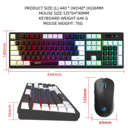 HXSJ L98 2.4G Wireless RGB Keyboard and Mouse Set 104 Keys + 1600DPI Mouse(Black) - Wireless Keyboard by HXSJ | Online Shopping UK | buy2fix