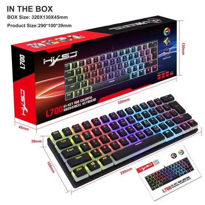 HXSJ L700 Wired RGB Mechanical Keyboard 61 Pudding Key Caps(Black) - Wired Keyboard by HXSJ | Online Shopping UK | buy2fix