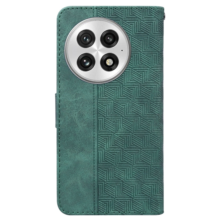 For OnePlus 13 Geometric Embossed Leather Phone Case(Green) - OnePlus Cases by buy2fix | Online Shopping UK | buy2fix