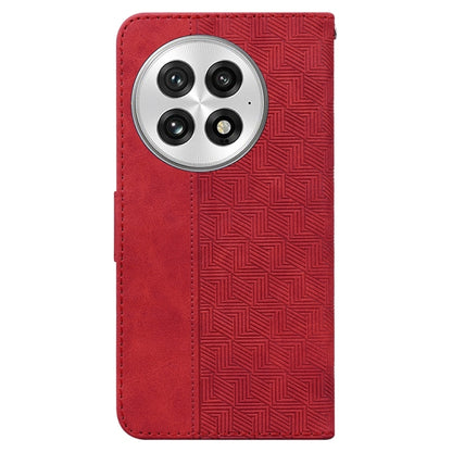 For OnePlus 13 Geometric Embossed Leather Phone Case(Red) - OnePlus Cases by buy2fix | Online Shopping UK | buy2fix