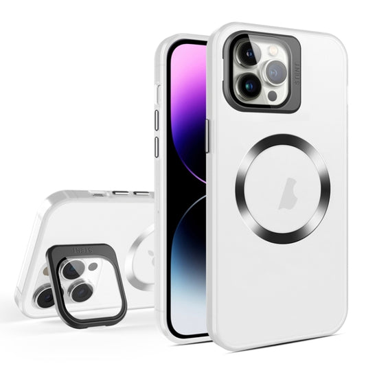 For iPhone 11 Pro Skin Feel CD Texture MagSafe Lens Holder Phone Case(Matte White) - iPhone 11 Pro Cases by buy2fix | Online Shopping UK | buy2fix