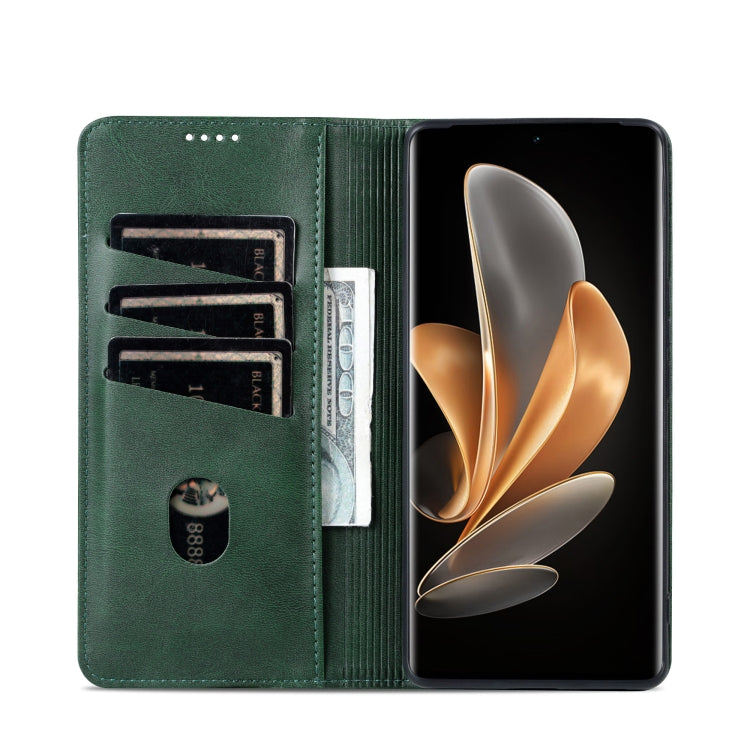 For OPPO Find X7 AZNS Magnetic Calf Texture Flip Leather Phone Case(Dark Green) - Find X7 Cases by AZNS | Online Shopping UK | buy2fix