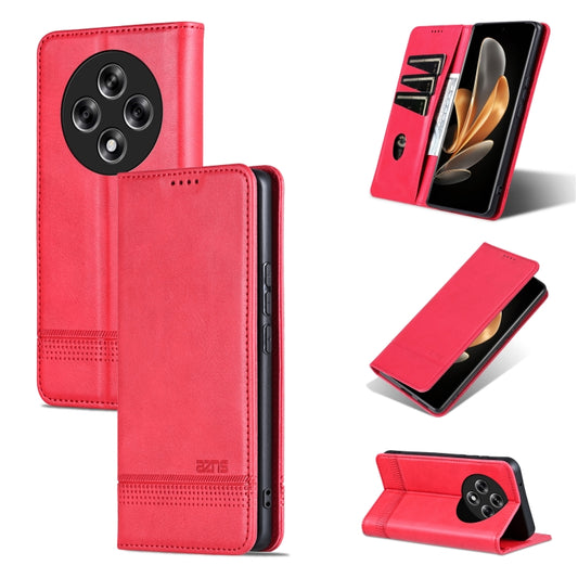 For OPPO Reno12 F 4G AZNS Magnetic Calf Texture Flip Leather Phone Case(Red) - Reno12 F Cases by AZNS | Online Shopping UK | buy2fix