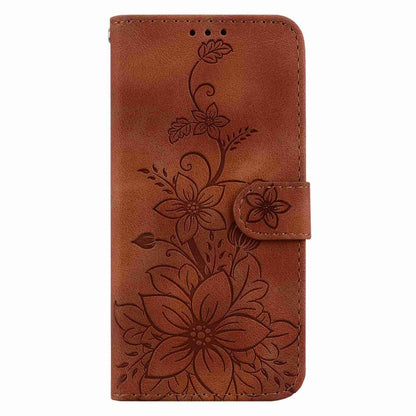 For OnePlus 13 Lily Embossed Leather Phone Case(Brown) - OnePlus Cases by buy2fix | Online Shopping UK | buy2fix