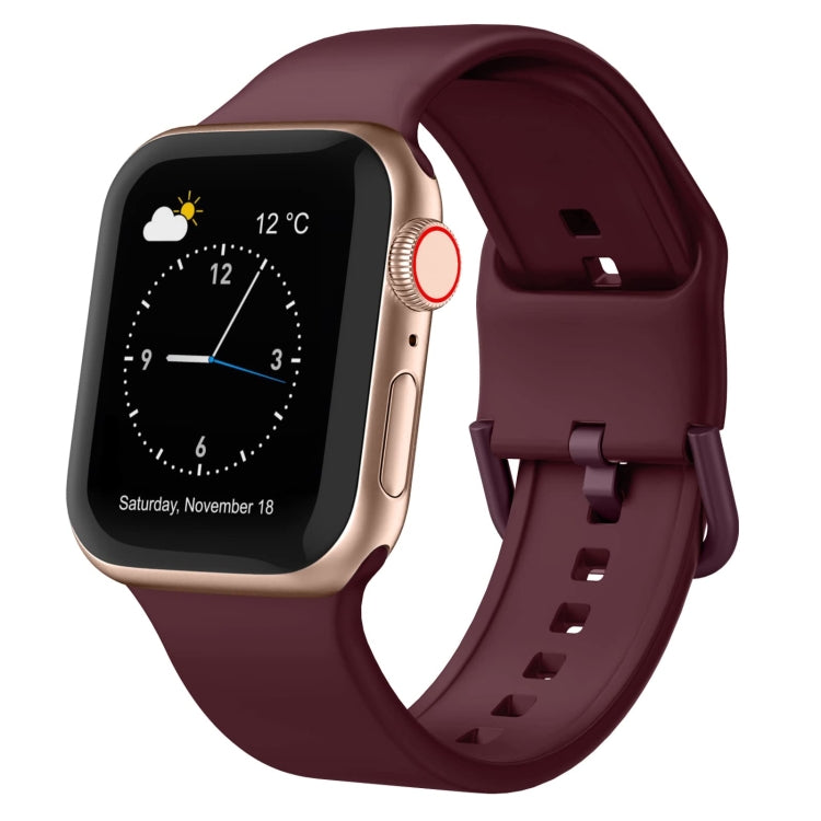 For Apple Watch SE 2022 40mm Pin Buckle Silicone Watch Band(Wine Red) - Watch Bands by buy2fix | Online Shopping UK | buy2fix