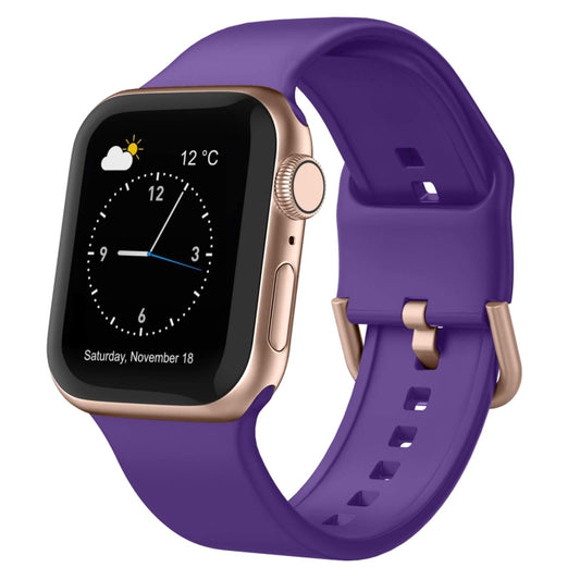 For Apple Watch SE 44mm Pin Buckle Silicone Watch Band(Purple) - Watch Bands by buy2fix | Online Shopping UK | buy2fix