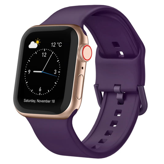 For Apple Watch SE 44mm Pin Buckle Silicone Watch Band(Dark Purple) - Watch Bands by buy2fix | Online Shopping UK | buy2fix