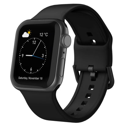 For Apple Watch Series 6 44mm Pin Buckle Silicone Watch Band(Black) - Watch Bands by buy2fix | Online Shopping UK | buy2fix