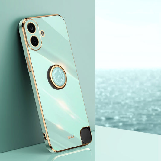 For Nothing CMF Phone 1 XINLI Straight Edge 6D Electroplate TPU Phone Case with Ring Holder(Mint Green) - More Brand by XINLI | Online Shopping UK | buy2fix