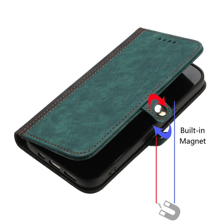 For iPhone 16 Plus Side Buckle Double Fold Hand Strap Leather Phone Case(Dark Green) - iPhone 16 Plus Cases by buy2fix | Online Shopping UK | buy2fix