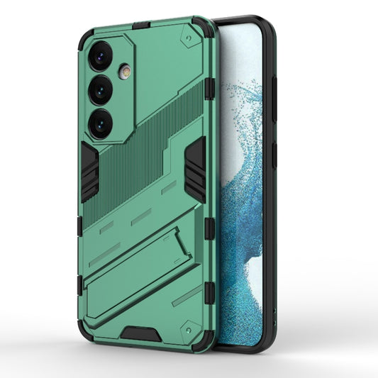 For Samsung Galaxy S24 5G Punk Armor 2 in 1 PC + TPU Shockproof Phone Case with Invisible Holder(Green) - Galaxy S24 5G Cases by buy2fix | Online Shopping UK | buy2fix