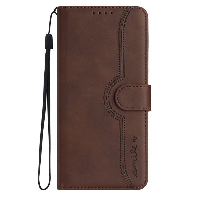 For Motorola Moto G Power 5G 2024 Heart Pattern Skin Feel Leather Phone Case(Brown) - Motorola Cases by buy2fix | Online Shopping UK | buy2fix