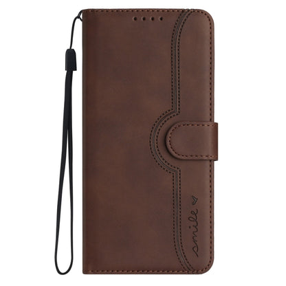 For Motorola Moto G Stylus 5G 2024 Heart Pattern Skin Feel Leather Phone Case(Brown) - Motorola Cases by buy2fix | Online Shopping UK | buy2fix