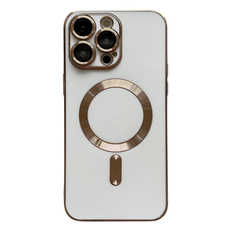 For iPhone 14 Pro Magsafe Plating TPU Phone Case with Lens Film(White) - iPhone 14 Pro Cases by buy2fix | Online Shopping UK | buy2fix