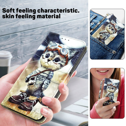 For iPhone 16 Plus 3D Painted Leather Phone Case(Naughty Cat) - iPhone 16 Plus Cases by buy2fix | Online Shopping UK | buy2fix