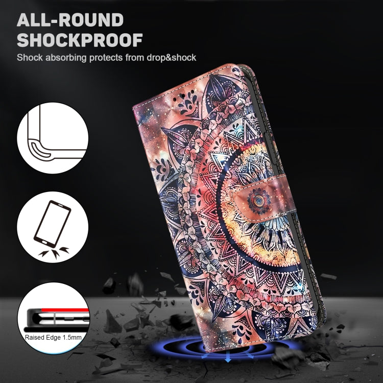 For iPhone 16 Plus 3D Painted Leather Phone Case(Colorful Mandala) - iPhone 16 Plus Cases by buy2fix | Online Shopping UK | buy2fix