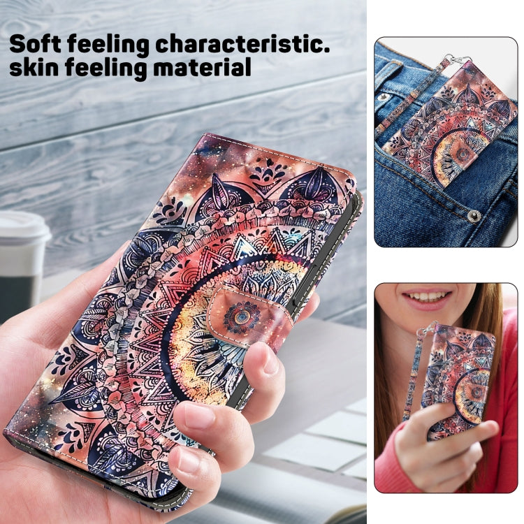 For iPhone 16 Plus 3D Painted Leather Phone Case(Colorful Mandala) - iPhone 16 Plus Cases by buy2fix | Online Shopping UK | buy2fix