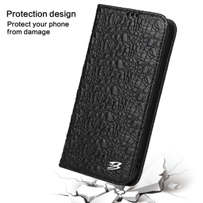 For iPhone 16 Pro Fierre Shann Crocodile Texture Magnetic Genuine Leather Phone Case(Black) - iPhone 16 Pro Cases by FIERRE SHANN | Online Shopping UK | buy2fix