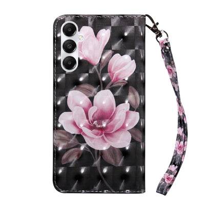 For Samsung Galaxy A05s 3D Painted Leather Phone Case(Pink Flower) - Galaxy Phone Cases by buy2fix | Online Shopping UK | buy2fix