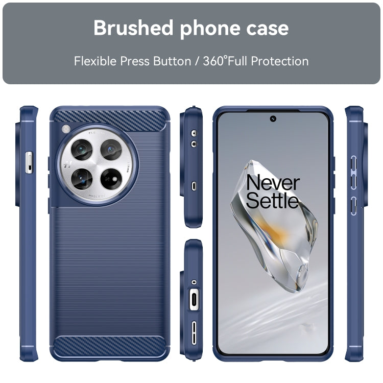 For OnePlus 12 Carbon Fiber Brushed Texture TPU Phone Case(Blue) - OnePlus Cases by buy2fix | Online Shopping UK | buy2fix