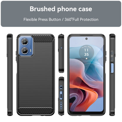 For Motorola Moto G34 Brushed Texture Carbon Fiber TPU Phone Case(Black) - Motorola Cases by buy2fix | Online Shopping UK | buy2fix