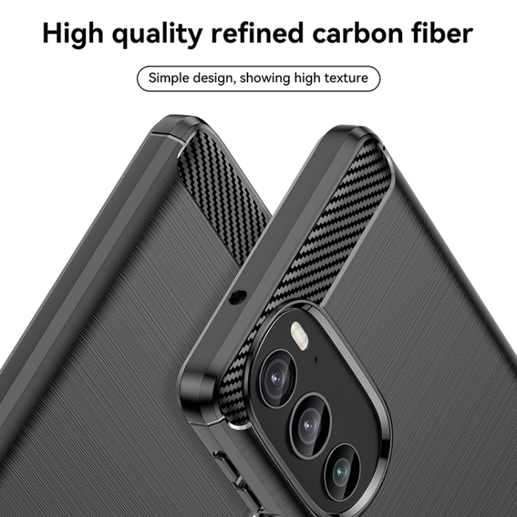 For Motorola Edge 30 Pro Brushed Texture Carbon Fiber TPU Phone Case(Black) - Motorola Cases by buy2fix | Online Shopping UK | buy2fix