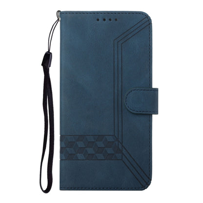 For Motorola Edge 5G 2024 Cubic Skin Feel Flip Leather Phone Case(Blue) - Motorola Cases by buy2fix | Online Shopping UK | buy2fix