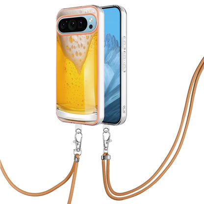 For Google Pixel 9 / 9 Pro Electroplating Dual-side IMD Phone Case with Lanyard(Draft Beer) - Google Cases by buy2fix | Online Shopping UK | buy2fix