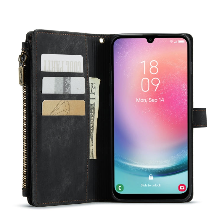 For Samsung Galaxy A24 4G CaseMe C30 Card Slots Zipper Wallet Leather Phone Case(Black) - Galaxy Phone Cases by CaseMe | Online Shopping UK | buy2fix