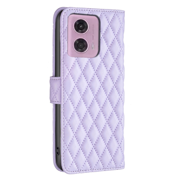 For Motorola Moto G24 Diamond Lattice Wallet Flip Leather Phone Case(Purple) - Motorola Cases by buy2fix | Online Shopping UK | buy2fix