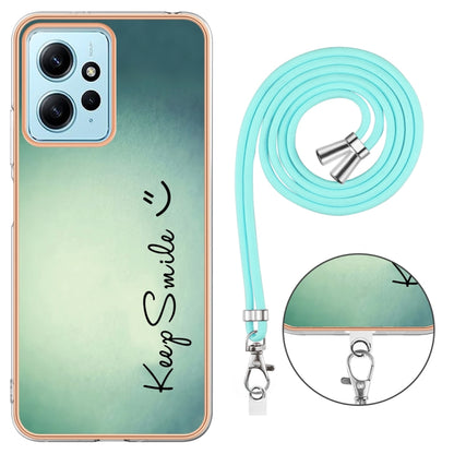 For Xiaomi Redmi Note 12 4G Electroplating Dual-side IMD Phone Case with Lanyard(Smile) - Xiaomi Cases by buy2fix | Online Shopping UK | buy2fix