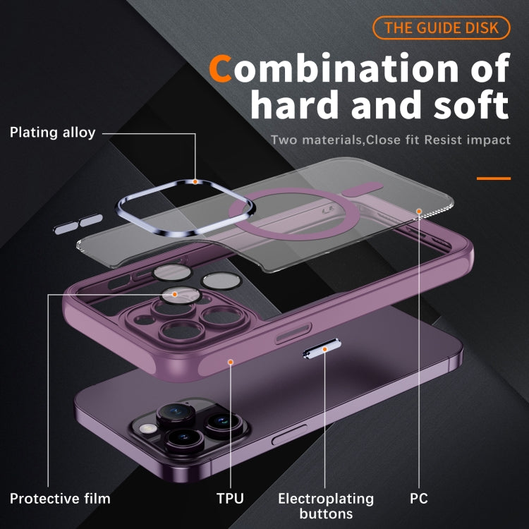 For iPhone 15 Pro MagSafe Magnetic PC + TPU Phone Case with Lens Film(Light Purple) - iPhone 15 Pro Cases by buy2fix | Online Shopping UK | buy2fix